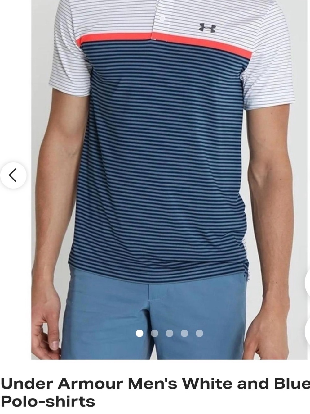 Under Armour Men's White and Blue Polo-shirt sz Small ⛳️ 👕
